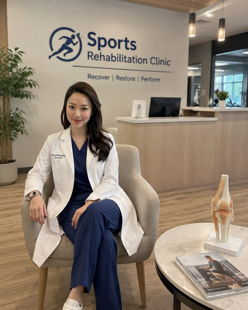 Sports Rehabilitation Clinic specialist in the clinic reception